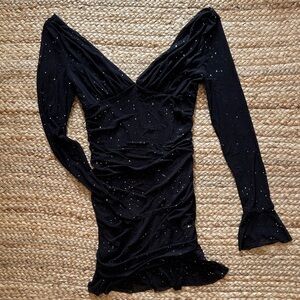 Elegant Black Long Sleeve Dress V neck